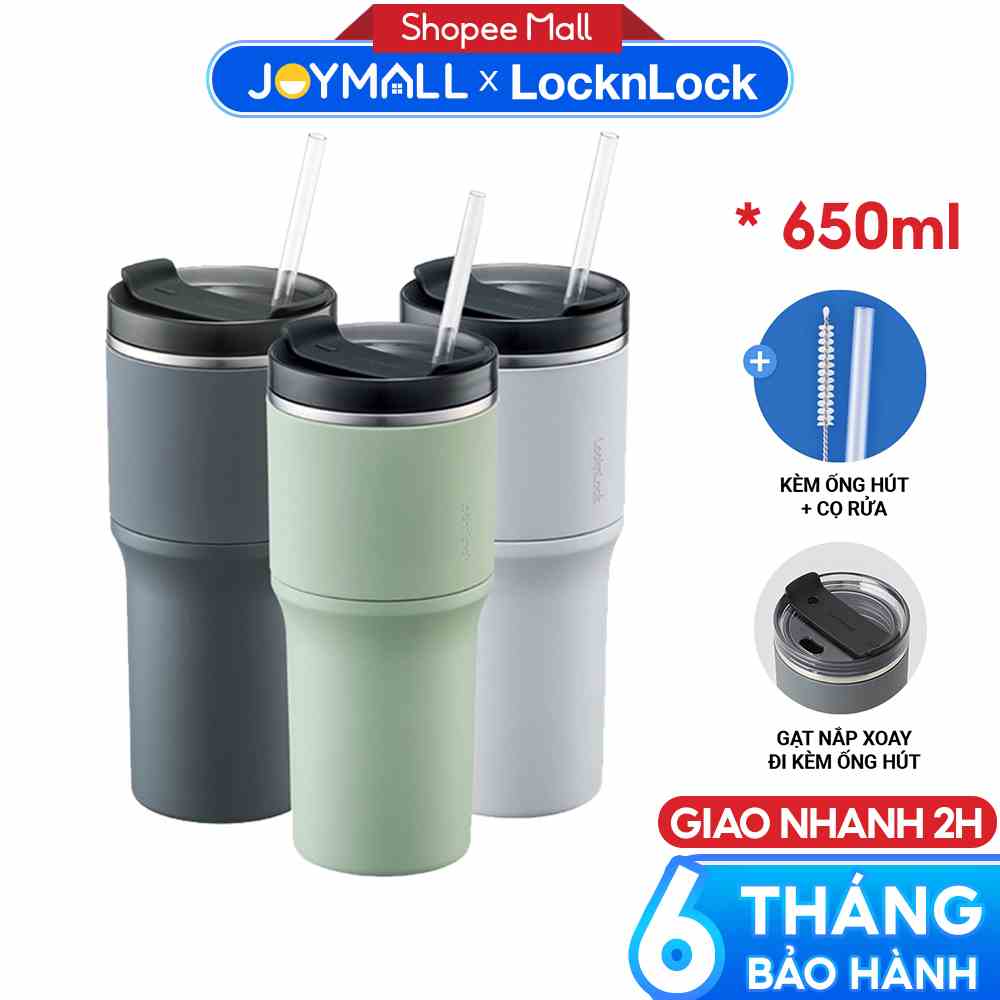 [Mã LIFEMC11BPA đơn 99K] Ly giữ nhiệt LocknLock 650ml LHC4277S Metro Drive - Hàng chính hãng kèm ống hút và cọ - JoyMall