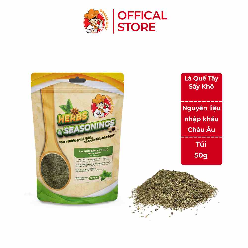 [Mã BMLTB35 giảm đến 35K đơn 99K] Lá quế tây sấy khô Basil Rubbed Orange Chef túi 50G - Nguyên liệu nhập khẩu từ Châu Âu