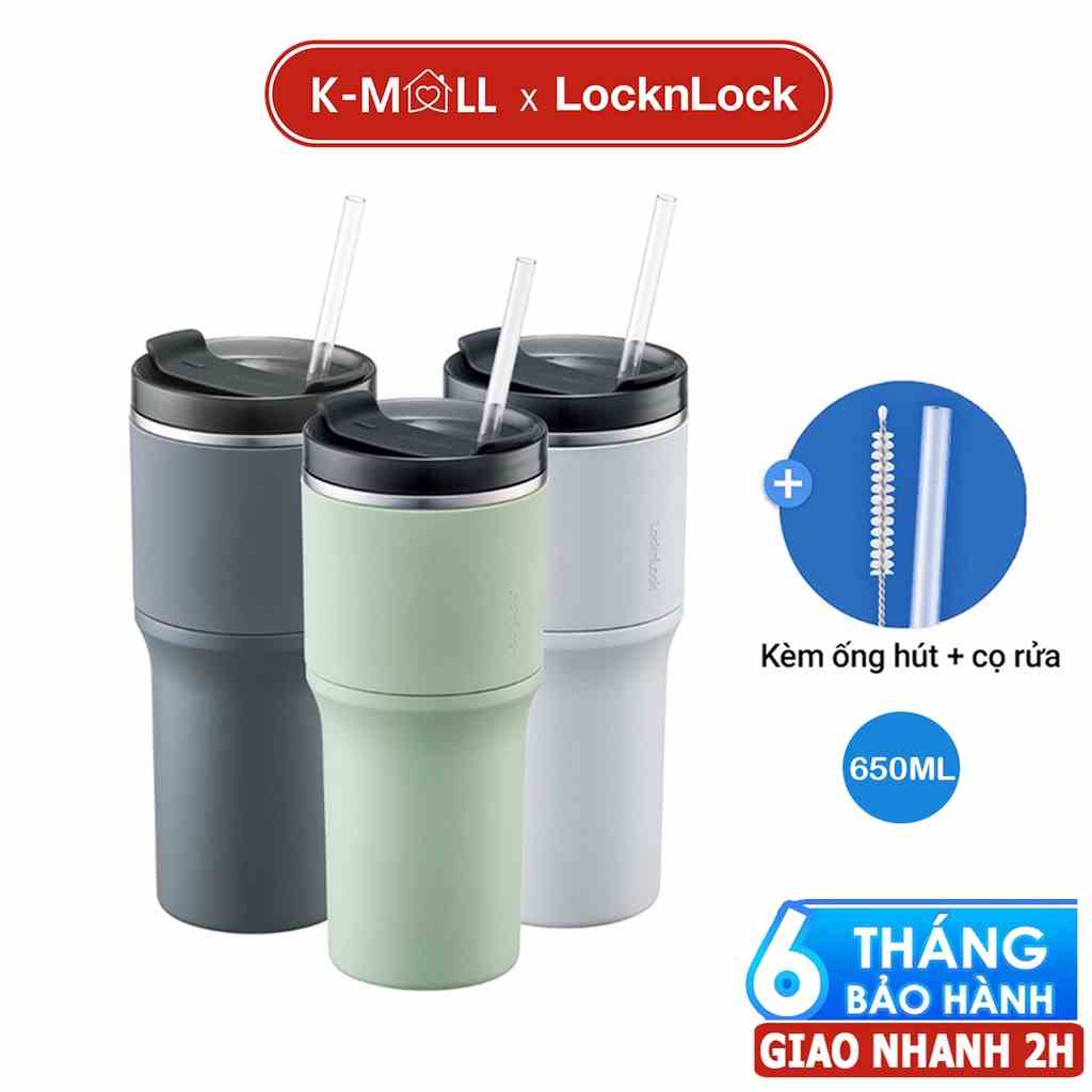 Ly giữ nhiệt LocknLock 650ml Metro Drive tặng kèm ống hút và cọ LHC4277 - K-MALL