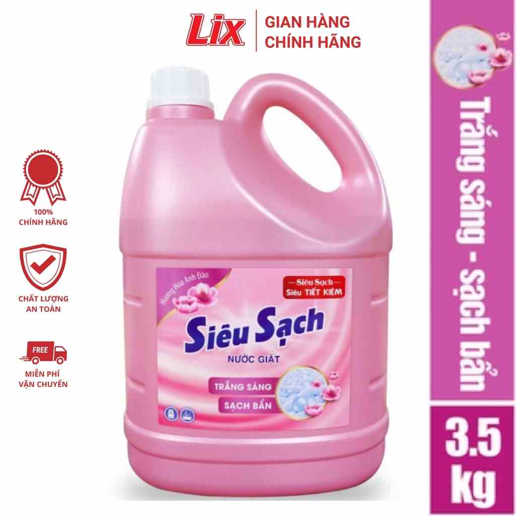 Nước giặt Lix Siêu sạch hương hoa anh đào 3.5kg N2501 làm sạch cực nhanh vết bẩn, tăng gấp đôi sức mạnh giặt tẩy