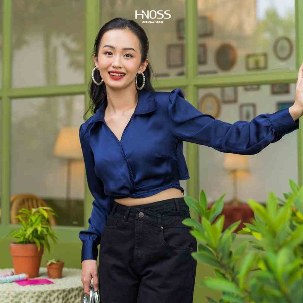 [Mã BMLTB35 giảm đến 35K đơn 99K] Áo Sơmi Nữ Thời Trang HNOSS Xoắn Eo Buộc Nơ Lưng HNAKI068