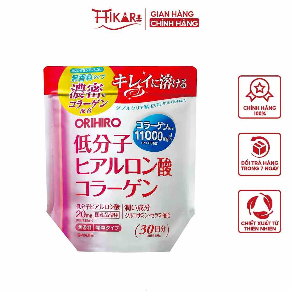 Bột collagen hyaluronic acid Orihiro 11000mg chống lão hóa mờ nếp nhăn 180g