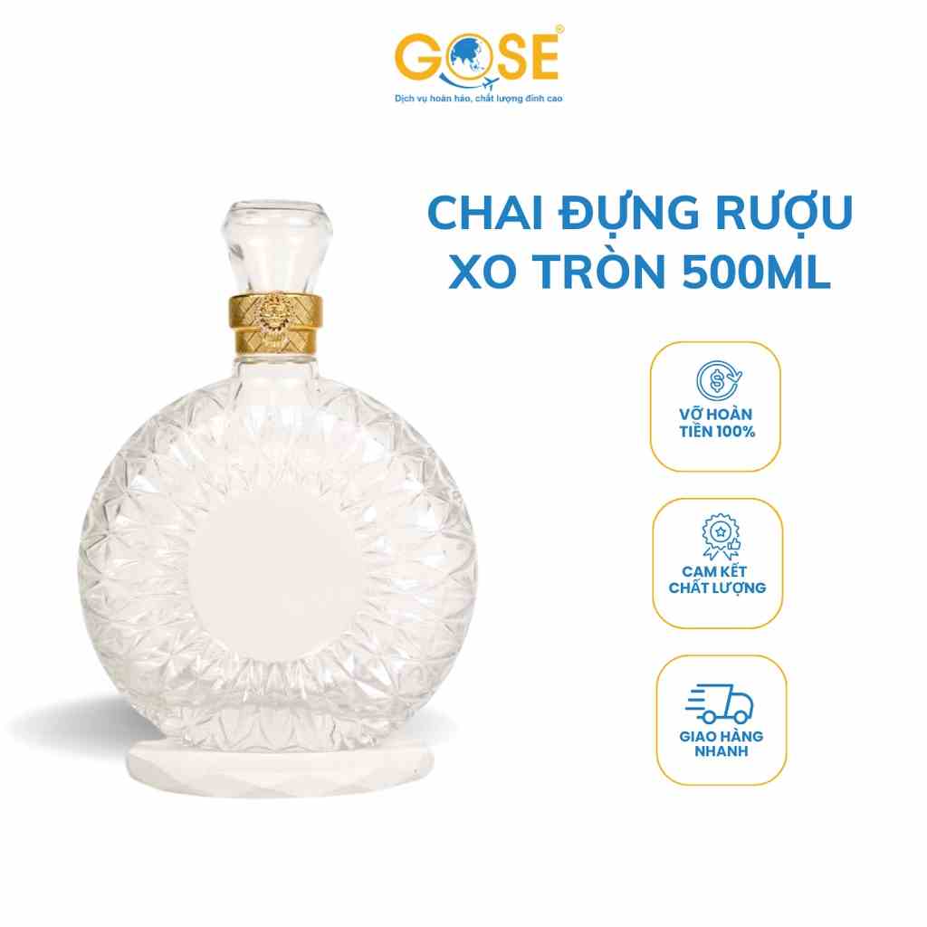 [Mã BMLTB35 giảm đến 35K đơn 99K] Chai đựng rượu thủy tinh 500ml tròn cao cấp GOSE mẫu XO dùng chiết rượu trang trí