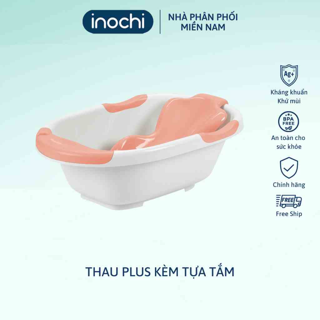 Thau tắm kèm tựa Notoro Plus loại trung Inochi, thiết kế chống trượt an toàn cho bé