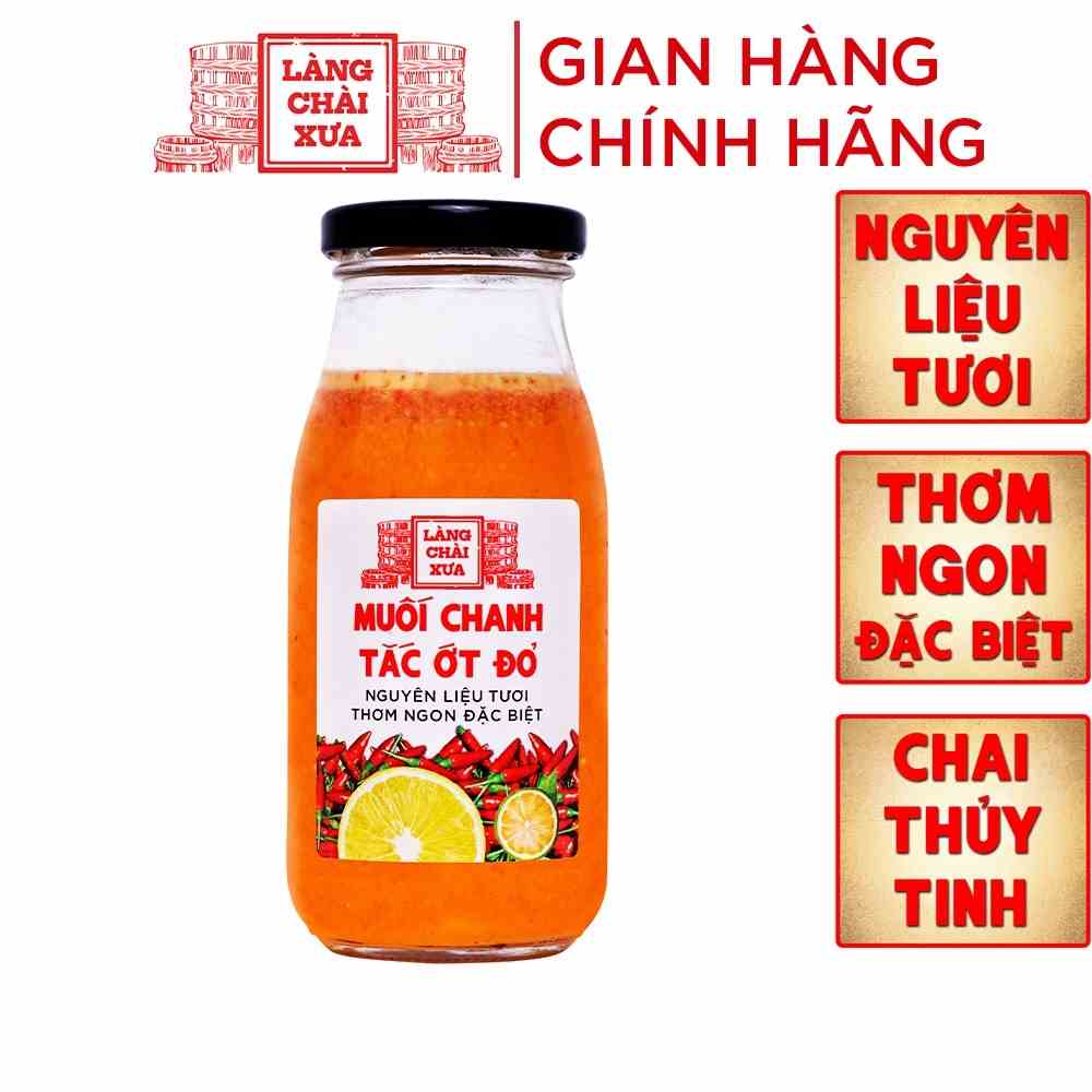 Muối ớt đỏ chanh tắc cao cấp Làng Chài Xưa, nguyên liệu tươi, thơm ngon đặc biệt, chai thủy tinh 300gr