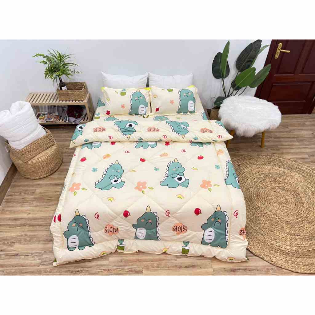 Bộ Chăn Ga Gối Cotton Poly Chăn Chần Bông HIN BEDDING Nhập Khẩu Các Mẫu Mới Miễn Phí Bo Chun