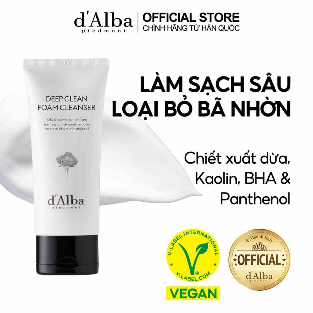 [dAlba Official] Sữa rửa mặt thuần chay làm sạch sâu Deep Clean Foam Cleanser 80ml