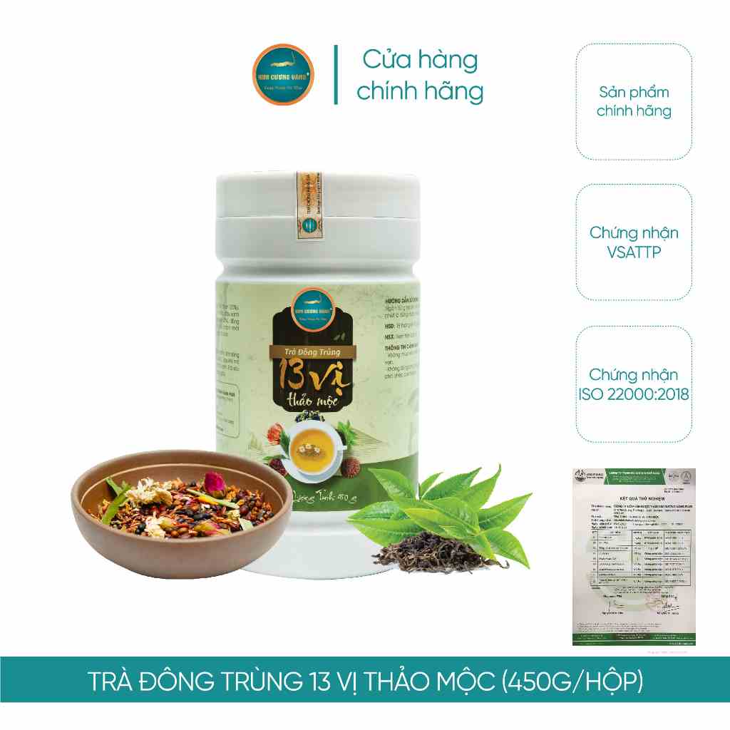 [Mã BMLTB200 giảm đến 100K đơn 499K] Trà Thảo Mộc Đông Trùng 13 Vị Kim Cương Vàng (Hộp 450g)