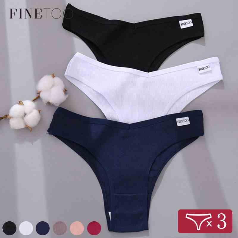 Set 3 quần lót nữ FINETOO cotton lưng thấp không đường may thoáng khí gợi cảm M-XL