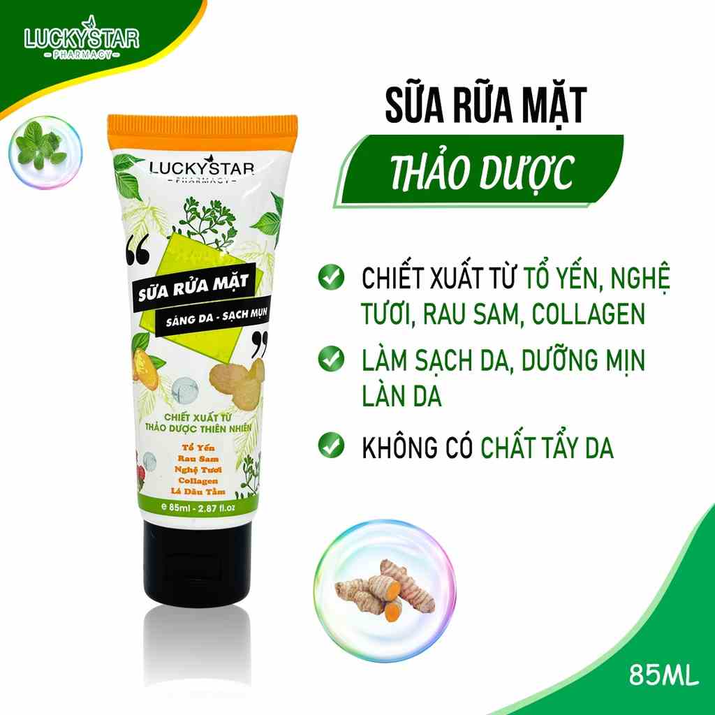 [Mã BMLTA35 giảm đến 35K đơn 99K] Sữa Rửa Mặt Thảo Dược Thiên Nhiên Lucky Star 85ml