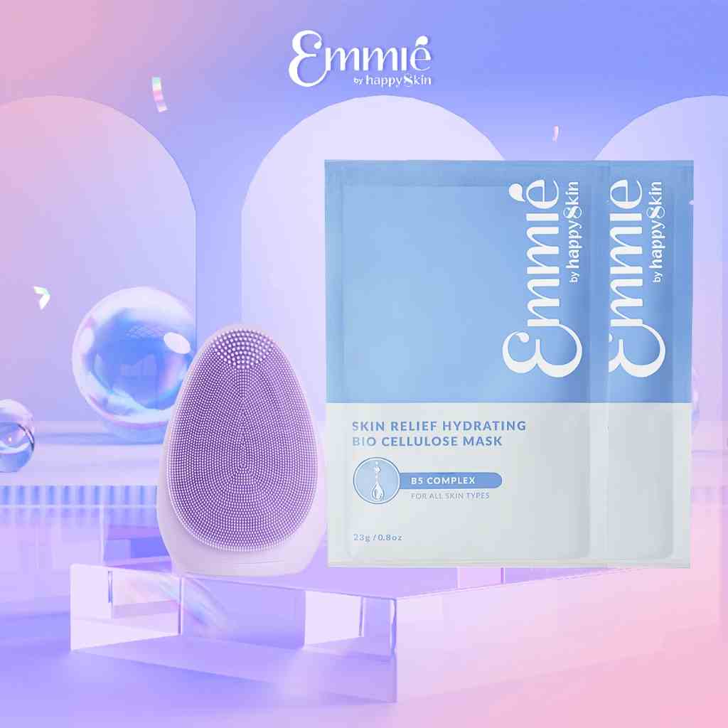 Máy rửa mặt Emmié By Happy Skin tặng 2 Mặt nạ sinh học phục hồi B5 Complex