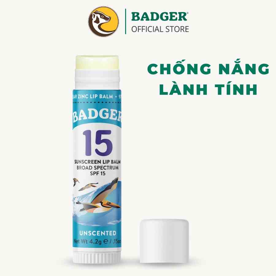 Son dưỡng môi BADGER chống nắng SPF 15 – 4.2g