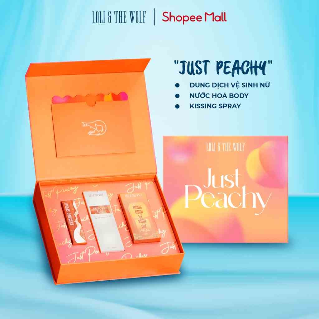 Set Quà Tặng Just Peachy Loli And The Wolf - Dd Vệ Sinh Nữ Đào 100ml & Nước Hoa Nữ Đào 50ml & Kissing Spray Vị Đào