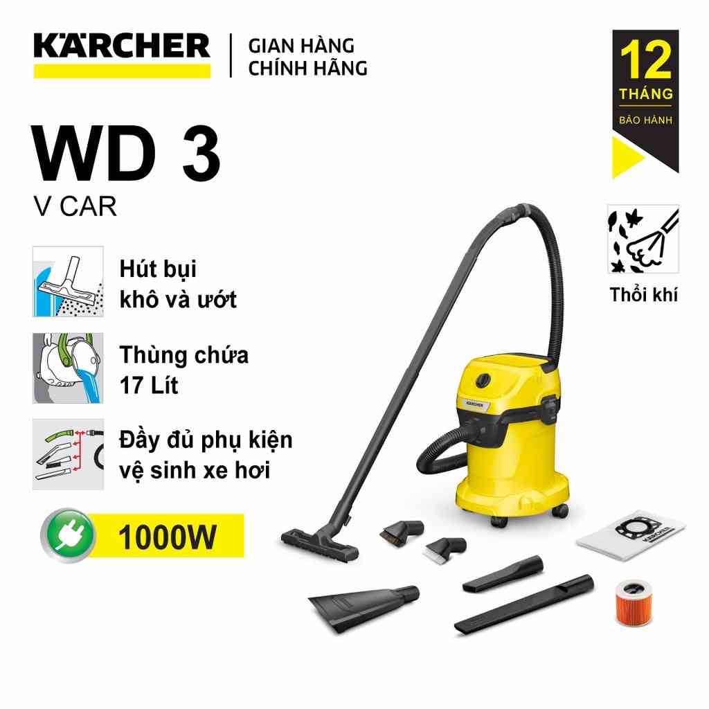 Máy hút bụi khô và ướt Karcher  WD 3 V Car (New 2022) dòng máy cải tiến của máy hút bụi xe hơi WD 3 Car