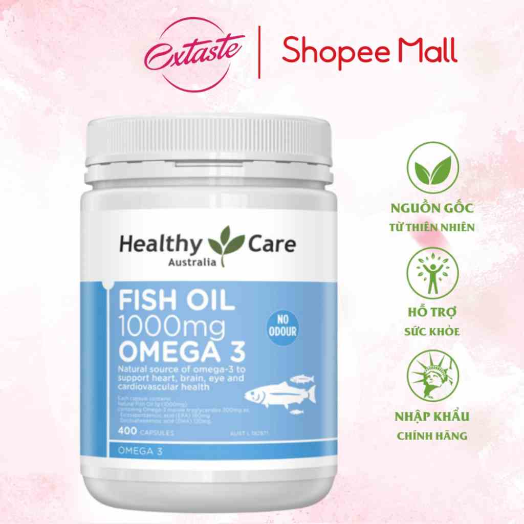 Dầu cá tự nhiên Healthy Care Fish Oil 1000mg Omega 3 sáng mắt 400 viên