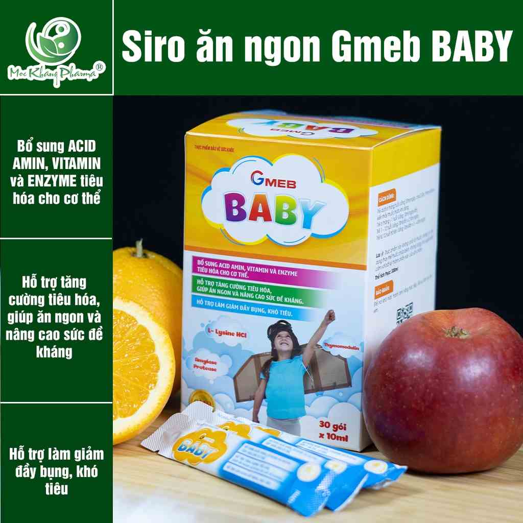 Gmeb Baby Giúp Bé Tăng Cường Tiêu Hoá Tốt, Giúp Ăn Ngon, Giảm Đầy Bụng, Khó Tiêu (10 Gói/Hộp)