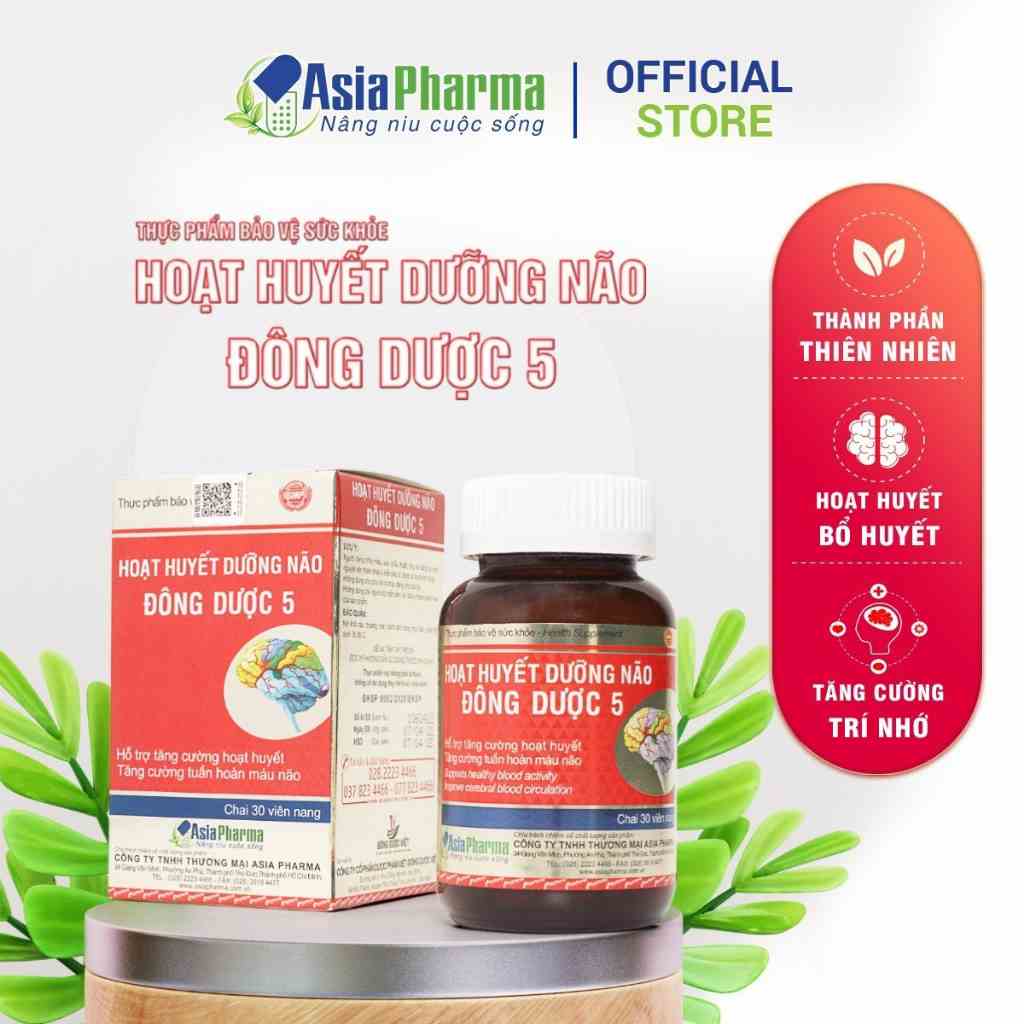 [10 HỘP] Viên uống hoạt huyết dưỡng não Đông Dược 5 Asia Pharma hỗ trợ thiểu năng tuần hoàn não - Hộp 30 viên