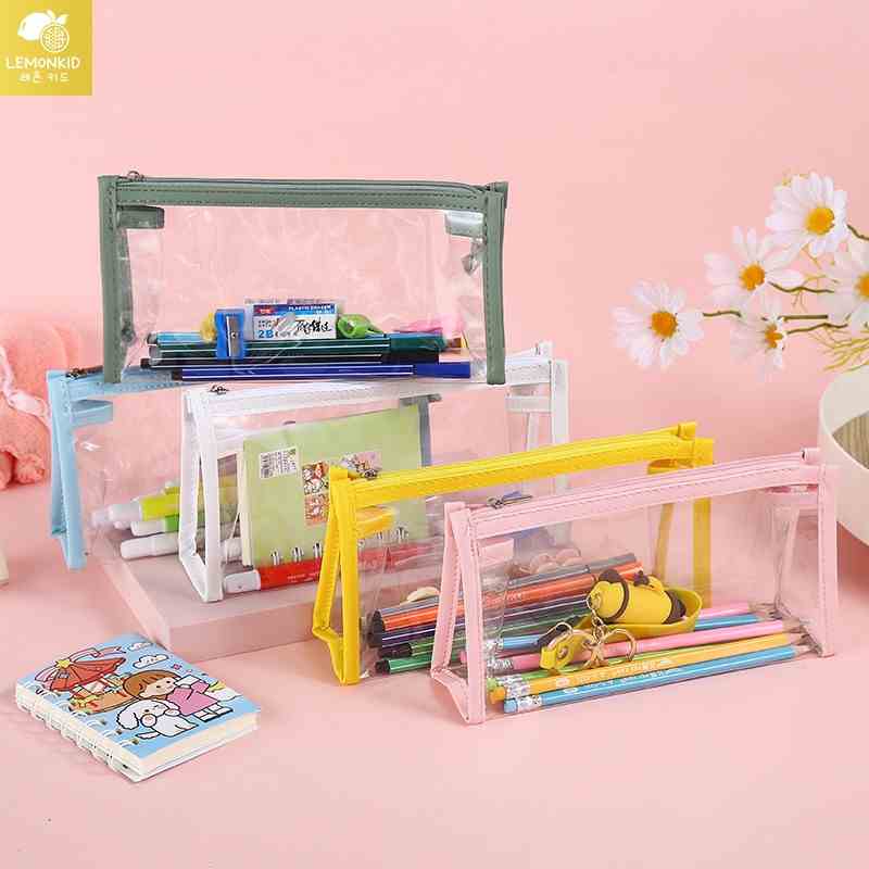 Hộp đựng bút Lemonkid bằng PVC trong suốt cỡ lớn chống thấm nước tiện dụng