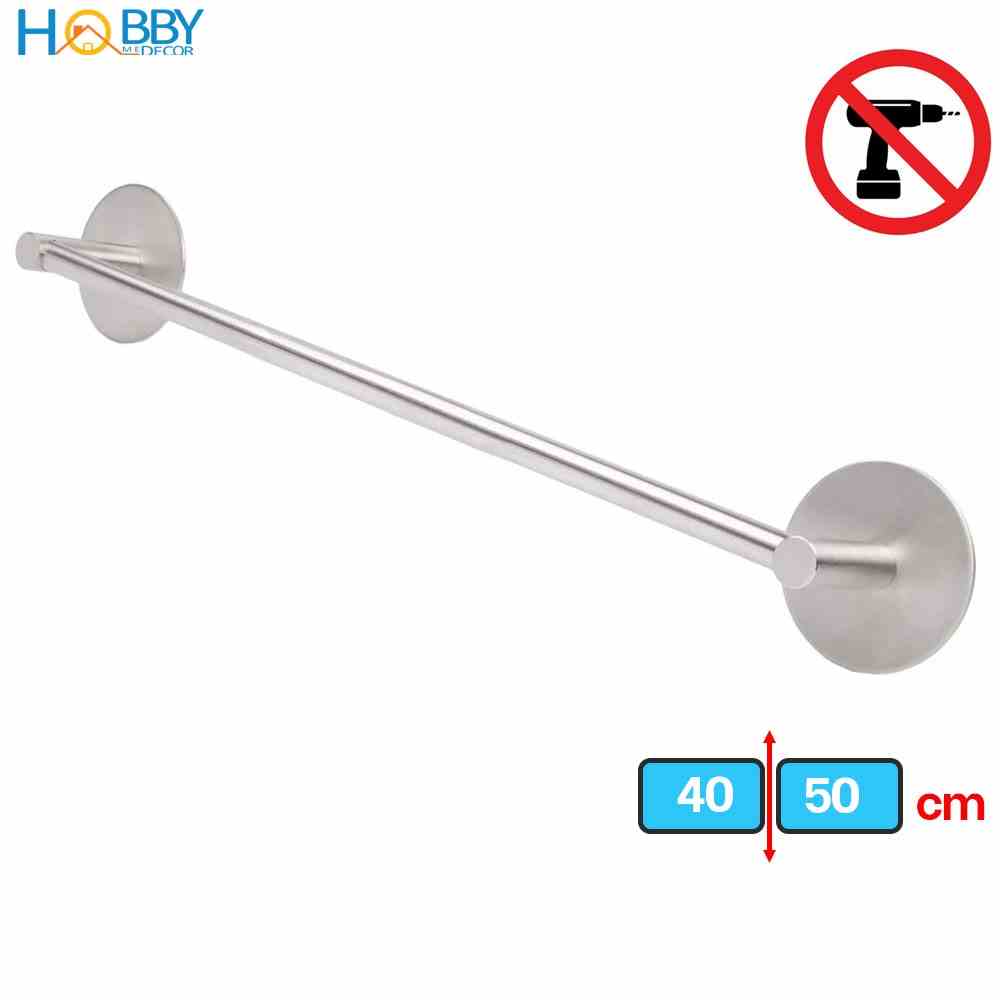 Thanh treo quần áo dán tường phòng tắm Hobby Home Decor TT loại Inox 304 kèm keo dán dính - 2 size tùy chọn