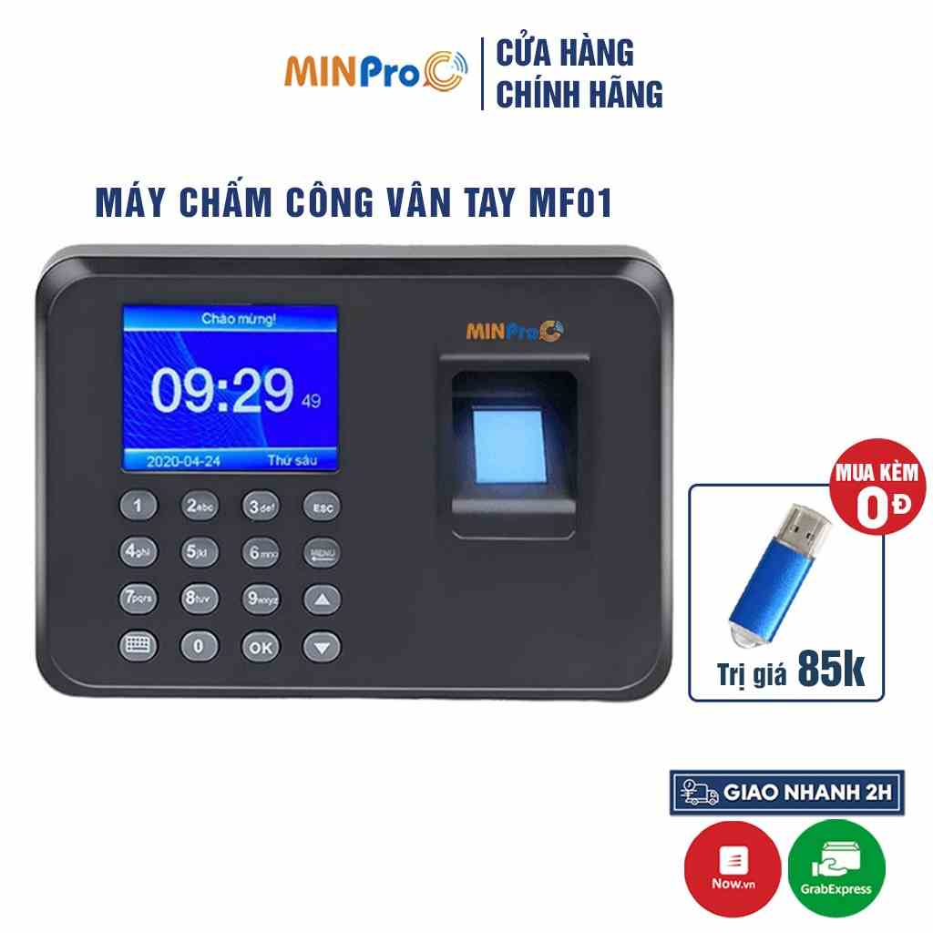 [Mã BMLTB200 giảm đến 100K đơn 499K] Máy chấm công vân tay MINPRO MF01 quét vân tay thông minh, dữ liệu bảo mật cao