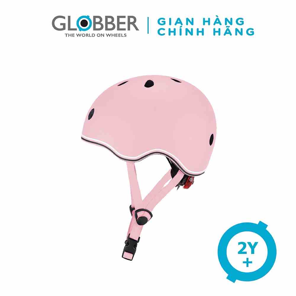 Mũ Bảo Hộ Chơi Xe Trượt Có Thể Điều Chỉnh Kích Cỡ Và Đèn Phát Sáng An Toàn Globber Go.Up XXS/XS – Hồng Pastel