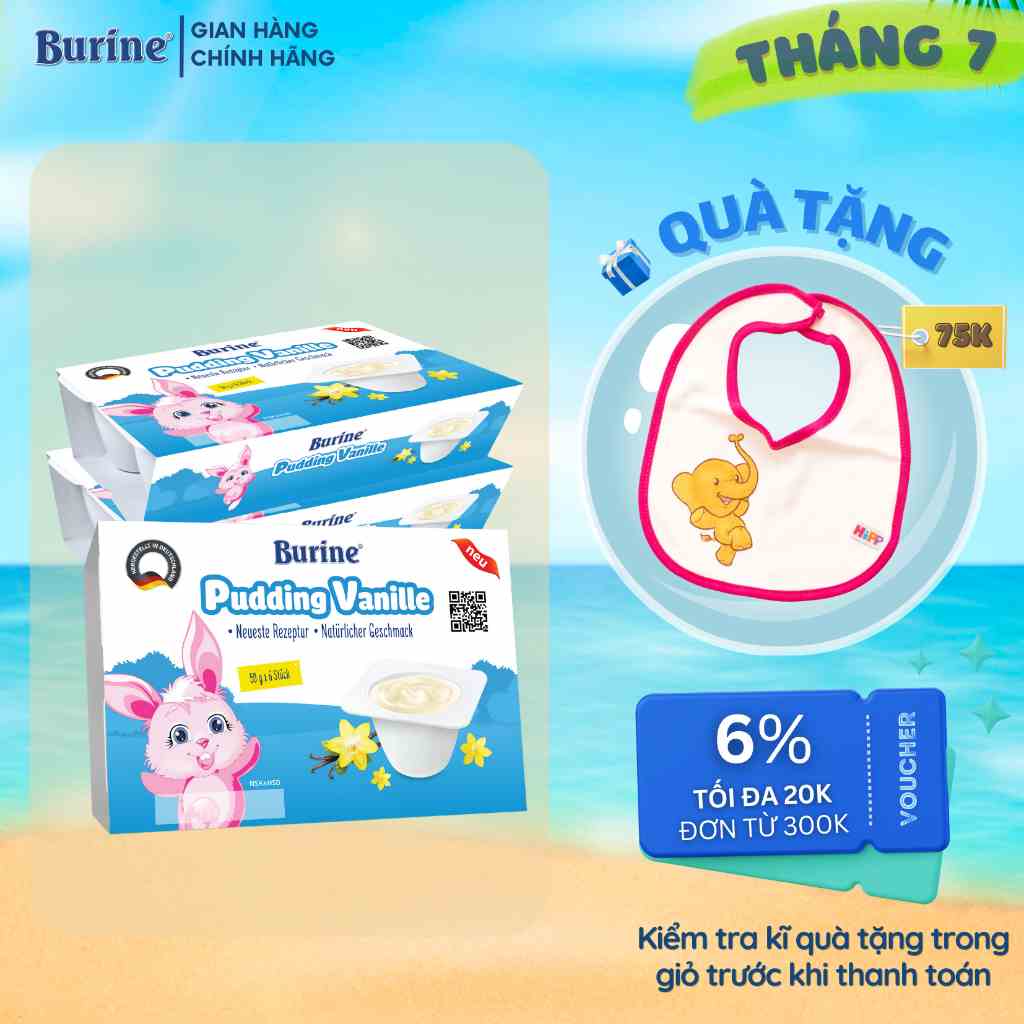 [Có mix vị] Combo 3 Vỉ Pudding Ăn Dặm Burine Vị Vani Cung Cấp Vitamin, Bổ Sung Năng Lượng Cho Bé Lười Ăn, Chậm Lớn