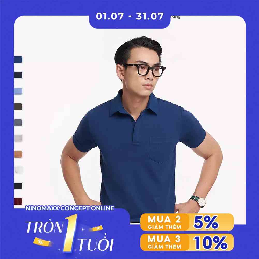 [Mã BMLT30 giảm đến 30K đơn 299K] N&M CLUB Green Polo - Áo Polo Nam Tay Ngắn Cổ Sơ Mi dấu nút chất liệu sợi Cafe 2103054