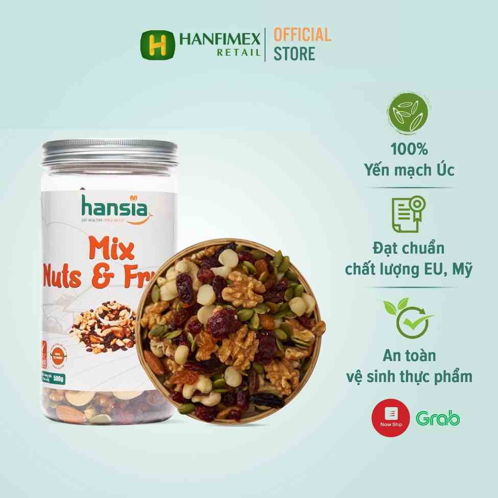 Hạt Trái Cây Sấy Mix Nuts&Fruits HANSIA Thơm Ngon Bổ Sung Dinh Dưỡng Có Thể Thay Thế Bữa Ăn Nhẹ 300g-500g