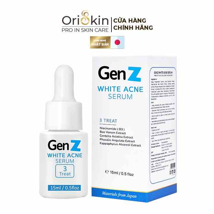 Serum Giảm Mụn Oriskin GenZ White Acne Serum Loại Bỏ Các Loại Mụn Viêm, Trứng Cá Và Mụn Đầu Đen 15ml