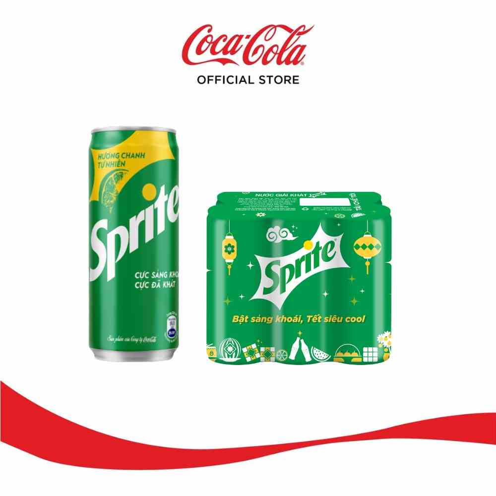 Lốc 6 Lon Nước Giải Khát Có Gas Sprite Lon 320ml