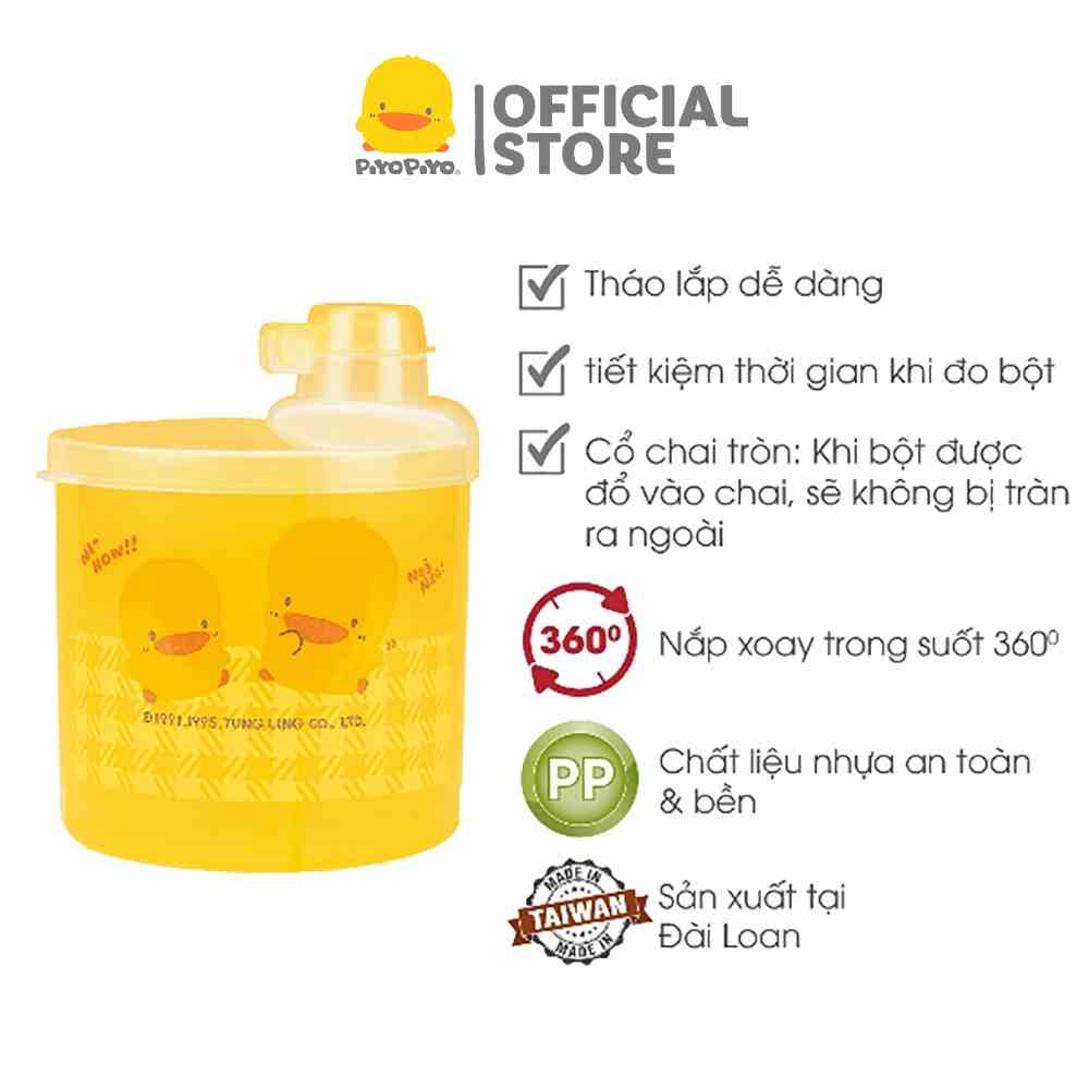 [Mã BMLTB200 giảm đến 100K đơn 499K] Hộp chia sữa 3 ngăn Piyo Piyo cho bé, nắp xoay dễ dàng, có phễu ngăn đổ sữa