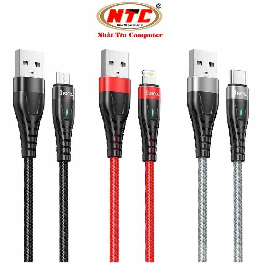 Cáp sạc nhanh và truyền data Hoco ME3 cổng/Type-C/Micro-USB QC3.0 max 3A dài 1M/2M (Màu Random)