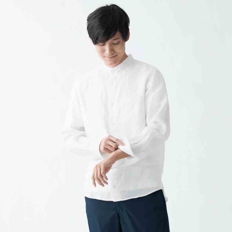 Muji Áo Vải French Linen Washed Nam