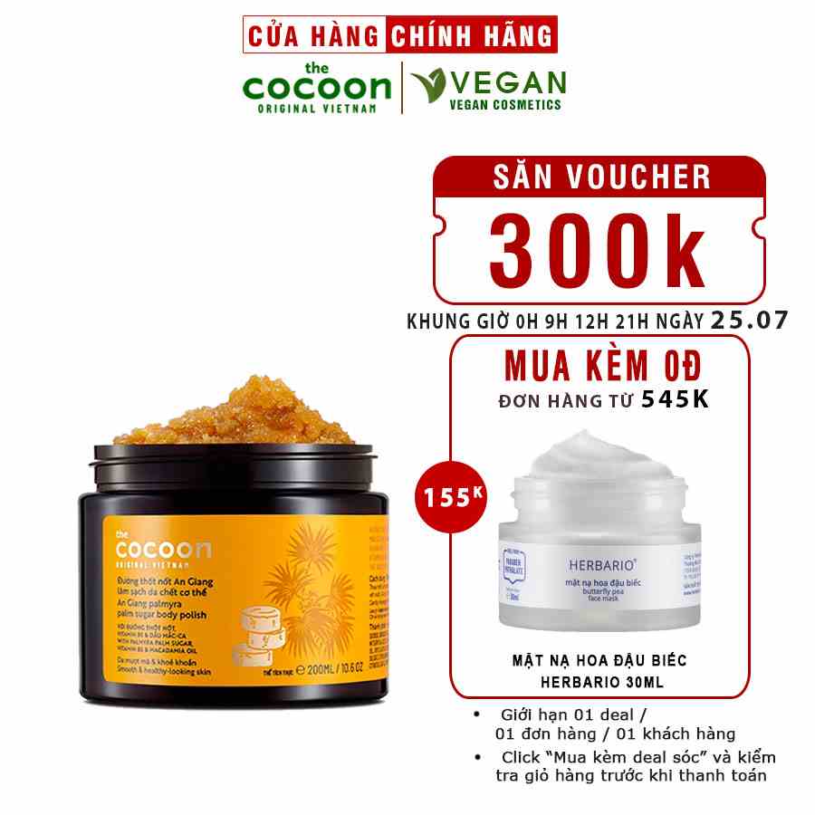 Đường thốt nốt An Giang làm sạch da chết cơ thể cocoon 200ml Thuần Chay