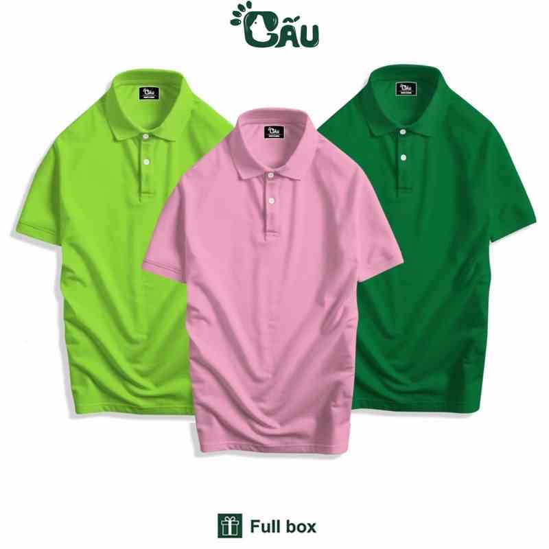 Áo thun Polo GẤU 194 Unisex vải cá sấu Trơn Poly co dãn 4 chiều dày dặn form gerular fit - PL Trơn 02