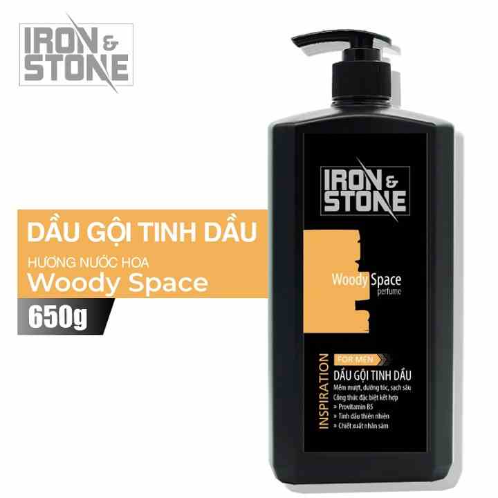 [Mã BMLTA35 giảm đến 35K đơn 99K] Dầu gội tinh dầu IRON & STONE innovation hương Woody Space 650g Z0202 - Dành cho nam