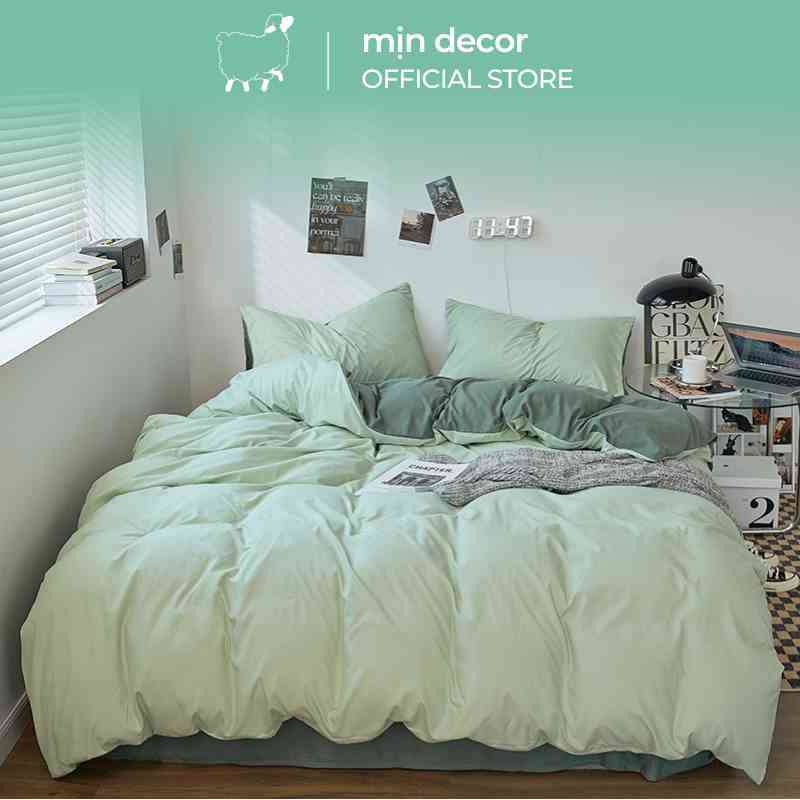 [Mã BMLTB35 giảm đến 35K đơn 99K] Bộ chăn ga gối cotton tici Mịn Decor phối màu hiện đại phong cách Hàn Quốc