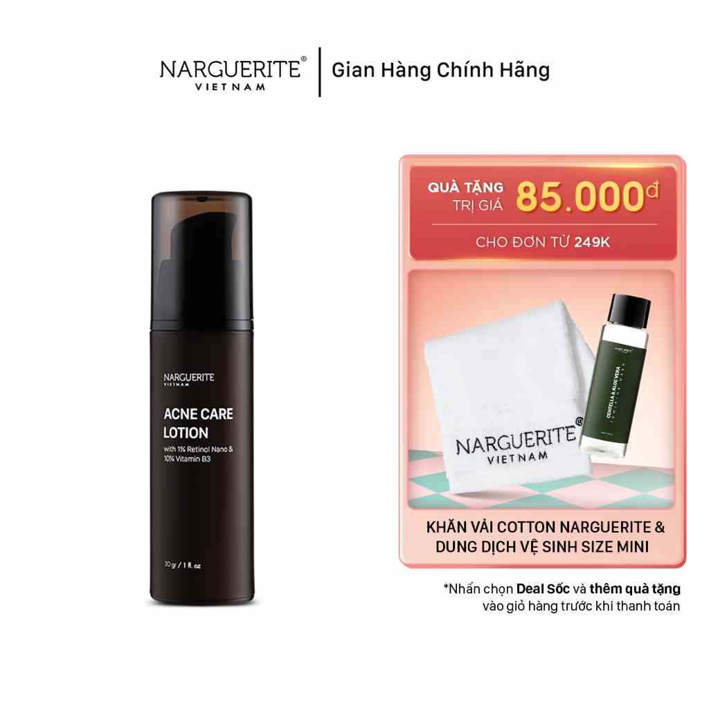 Lotion chấm mụn Narguerite - Nhũ tương phiên bản mới (1% Retinol và 10% Vitamin B3) 30g