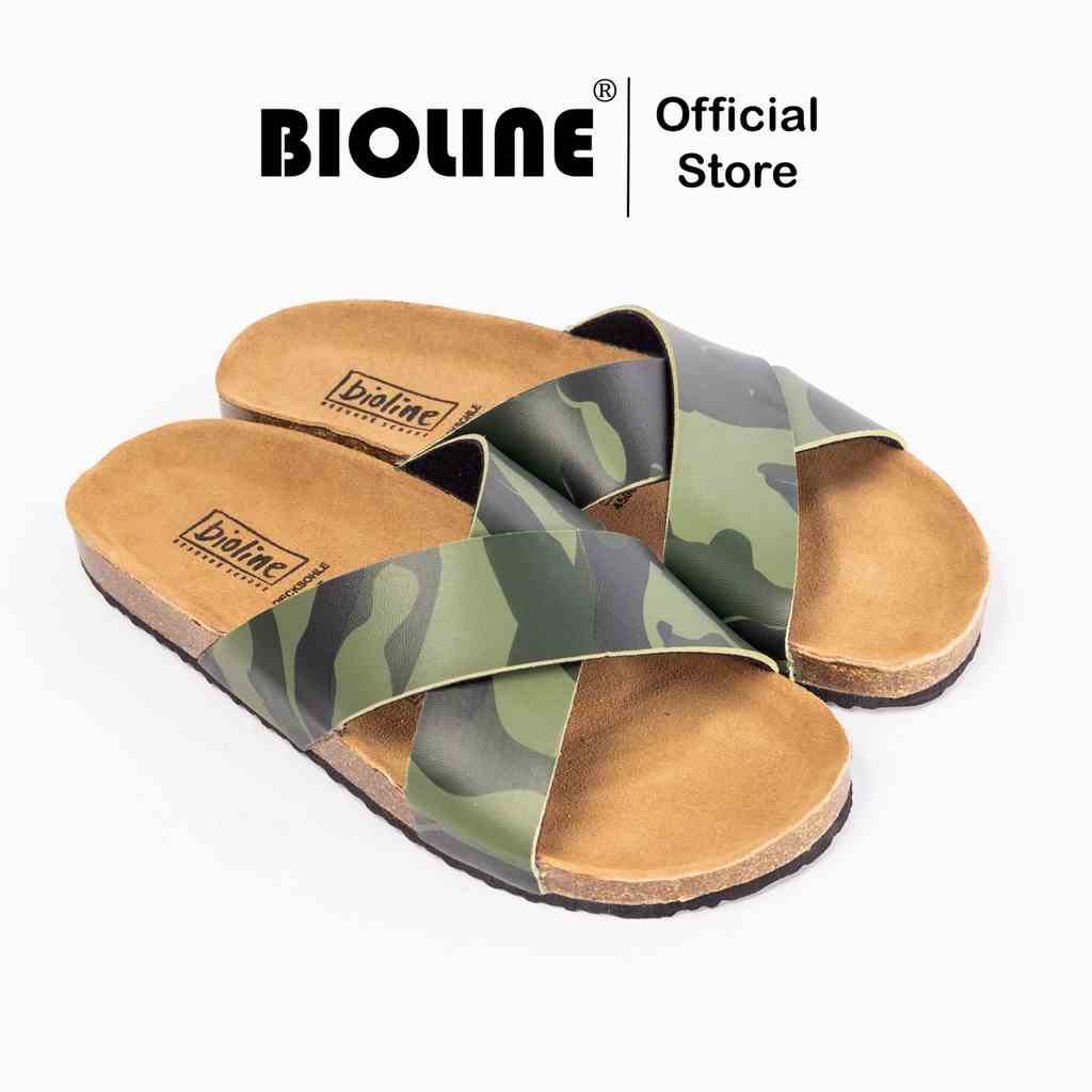 R03 - Dép Birken Đế Trấu BIOLINE Official Quai Chữ X Camo Rằn Ri Unisex Nam nữ