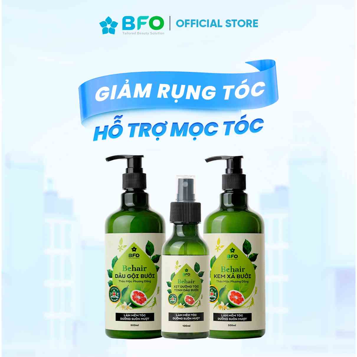 COMBO gội xã tinh dầu bưởi Behair BFO