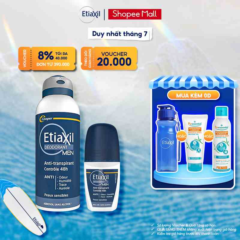 Combo xịt khử mùi và ngăn mồ hôi 48h men 150ml & lăn khử mùi và ngăn mồ hôi men 50ml