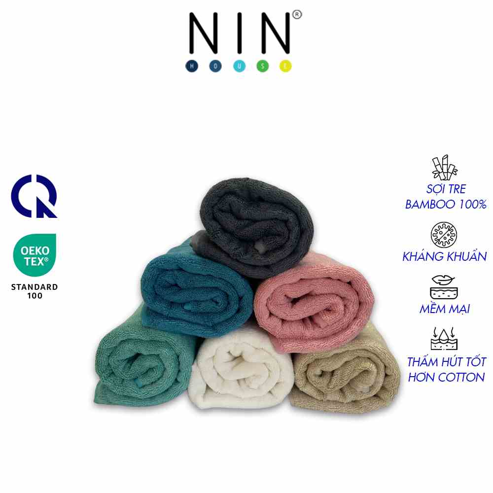 Khăn mặt sợi tre Bamboo NIN House towel 40x80 cm kháng khuẩn cao cấp (160g) nhiều màu mềm mại, siêu thấm hút