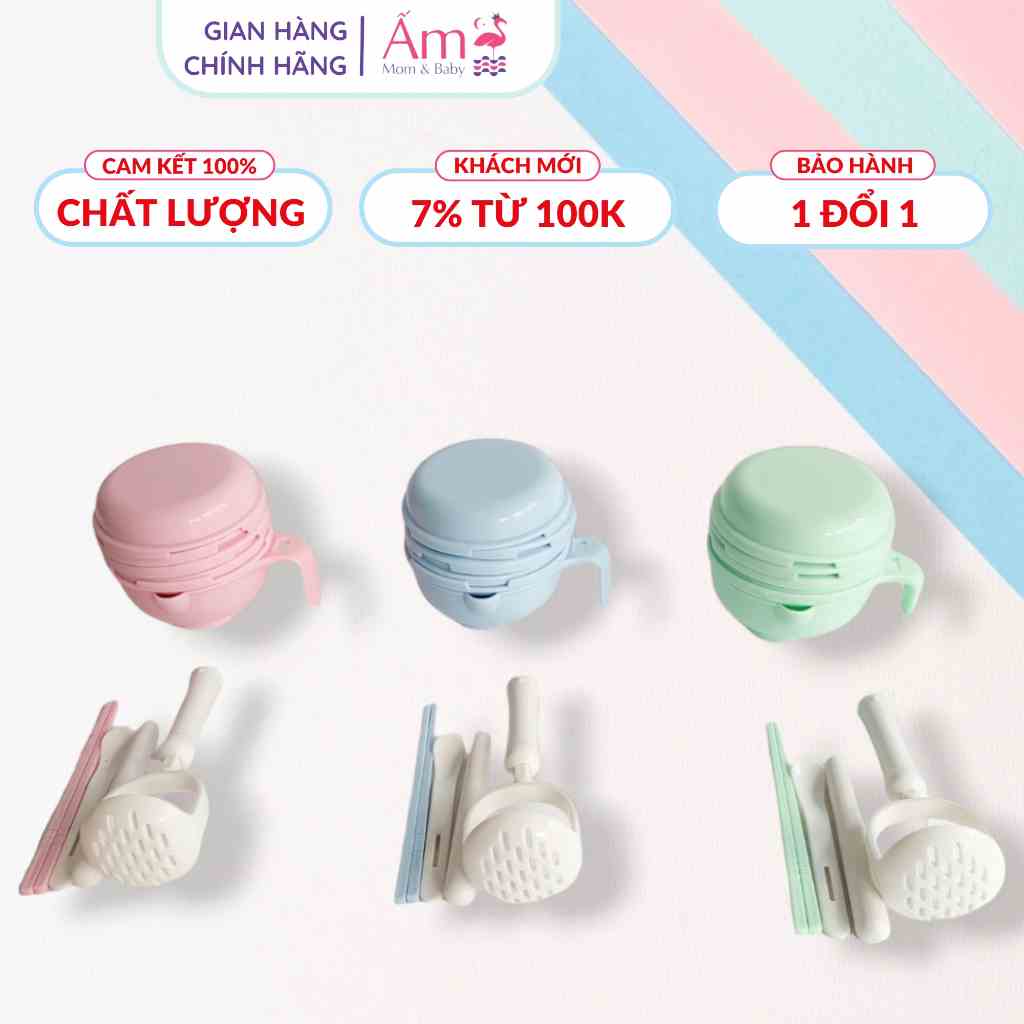 Bộ Dụng Cụ Chế Biến Đồ Ăn Dặm Cho Bé Ấm Baby 10 Chi Tiết Gồm Bộ Chày Cối, Rây Lọc, Mài Nghiền Tiện Dụng Ấm Gift & Decor