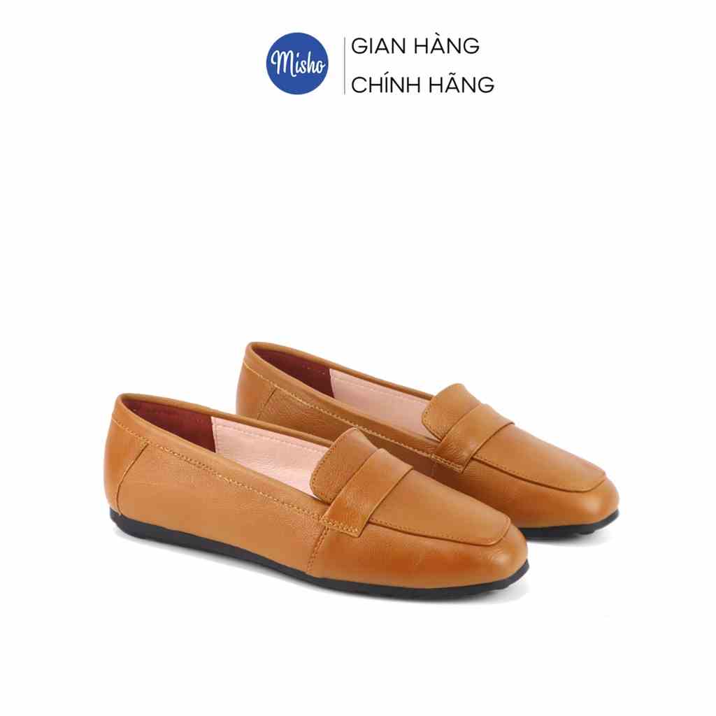 Giày Lười Nữ Êm Chân Kiểu Dáng Slip On Da Thật Đế Bệt Misho 1060