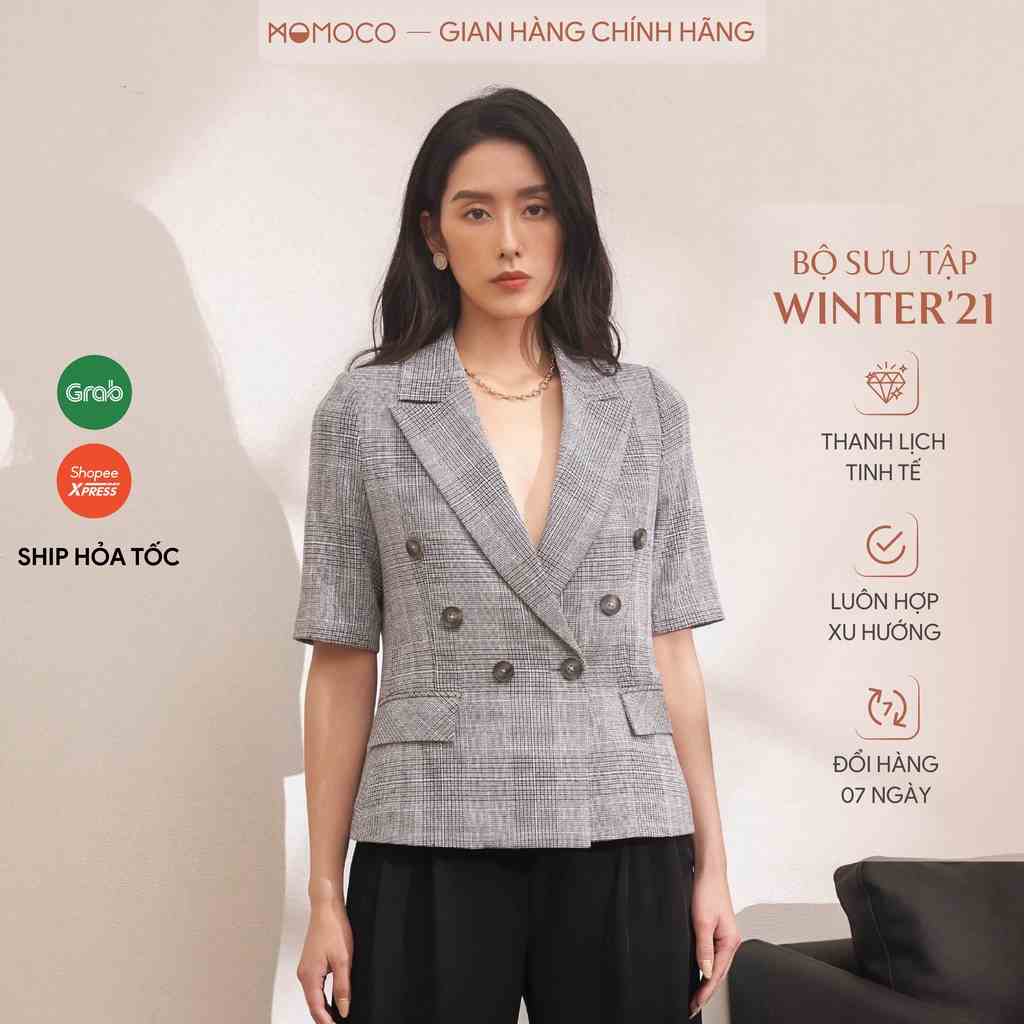 [Mã BMLTB200 giảm đến 100K đơn 499K] Áo Khoác Blazer Nữ Dáng Ngắn MOMOCO Phong Cách Thanh Lịch, Hoạ Tiết Hiện Đại M2879