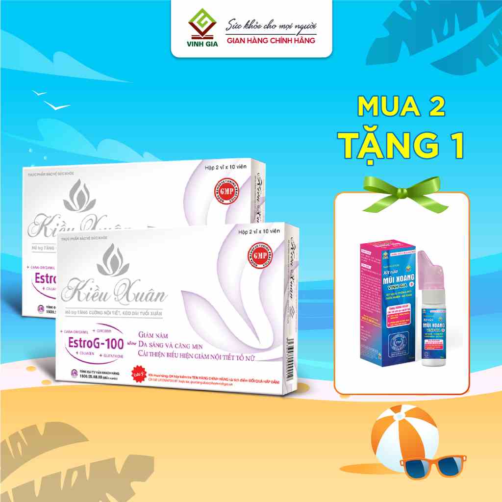 Combo 2 Hộp Viên Uống Sáng Da Giảm Nám KIỀU XUÂN Bổ Sung Collagen Tăng Cường Nội Tiết Tố Nữ