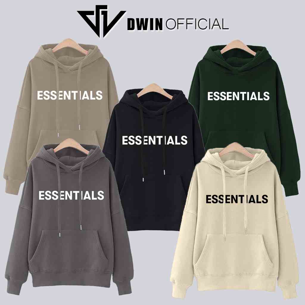 Áo hoodie ESSENTIALS nỉ unisex DWIN basic nam nữ form rộng oversize local brand SP00051