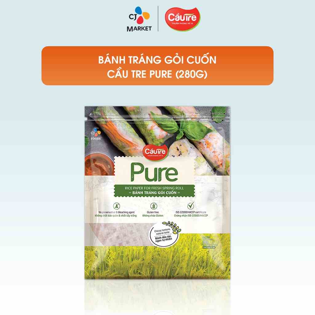 [Mã BMLTB35 giảm đến 35K đơn 99K] Bánh tráng gỏi cuốn dai ngon Cầu Tre Pure 280g