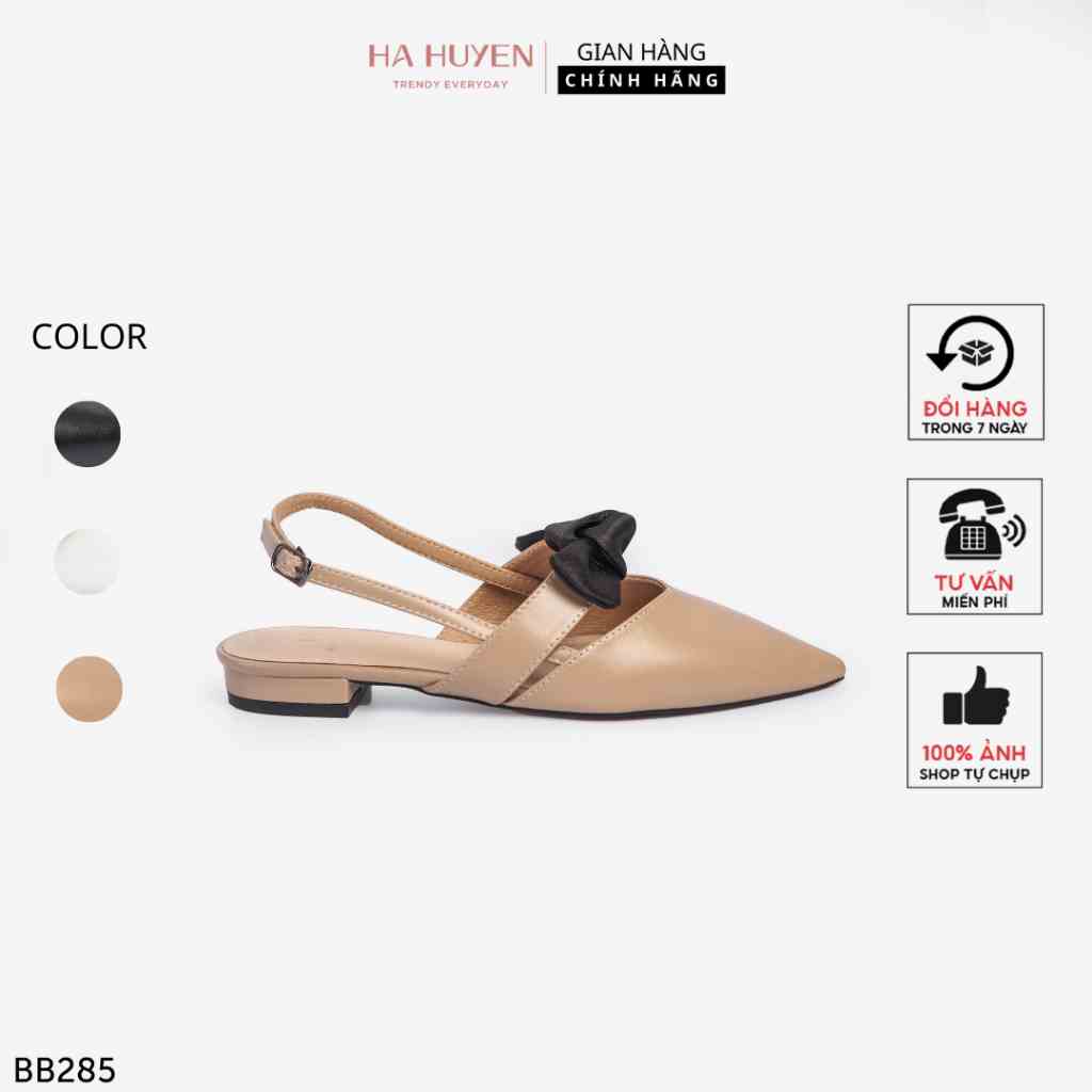 [Mã BMLTB200 giảm đến 100K đơn 499K] Giày búp bê nữ Hà Huyền Shoes thắt nơ mũi nhọn quai hậu sành điệu - BB285