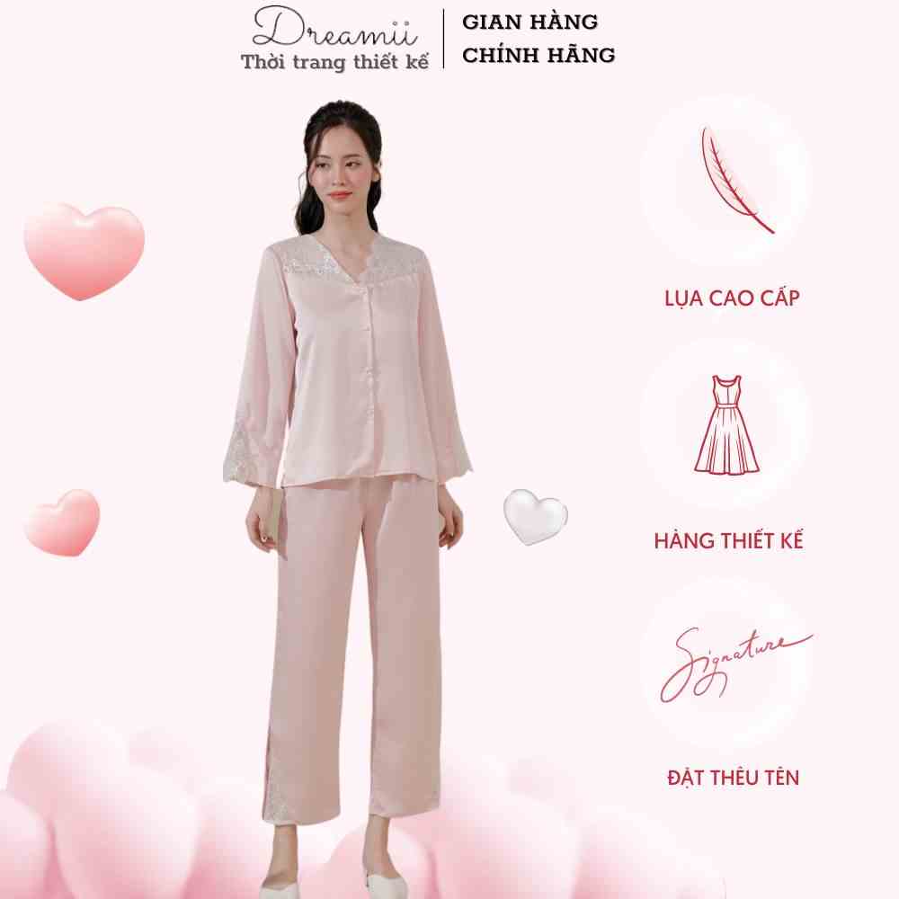 [Mã BMLTA35 giảm đến 35K đơn 99K] [DREAMII] Đồ Ngủ Lụa Pijama Moon Set Dài Tay Trơn Cao Cấp Mềm Mại